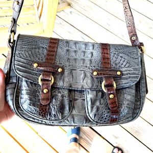 Beautiful Grey and Pecan colored Brahmin Purse